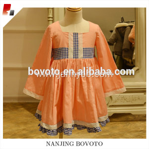 Girl mandarin long-sleeve one-piece  frill dress